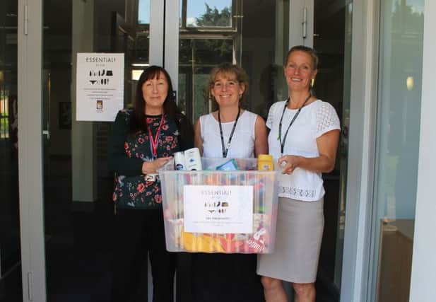 Essentials by Sue is launched at Cromwell Community College in Chatteris. Pictured, from left are Rosie Cooke, Fenland District Councils community safety projects officer; Joanne Roberts, child protection officer at Cromwell Community College, and Jane Horn, executive principal