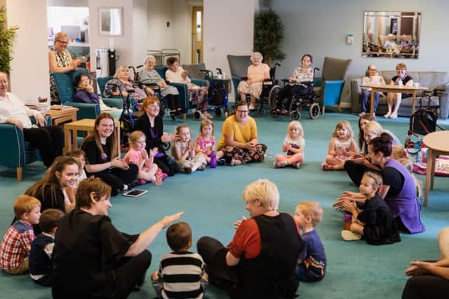 Children visited residents at Friary Court from Giggles Galore nursery in Lincolnshire