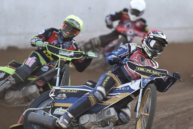 Ty Proctor leads heat eight for Panthers against Belle Vue. Photo: David Lowndes.