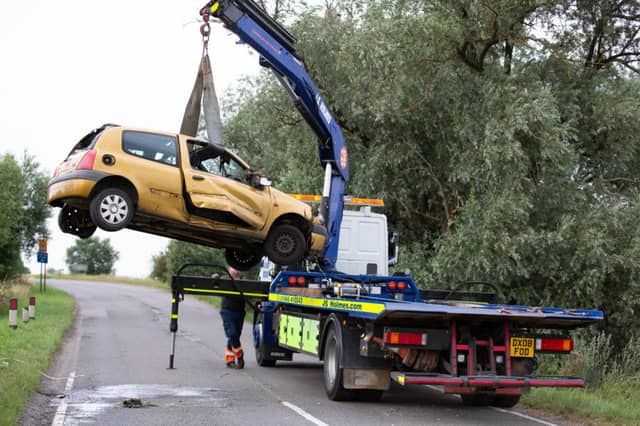 The car which crashed on the B1040. Photo: Terry Harris