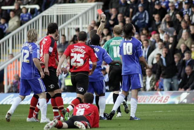 George was sent off once in his Posh career in the first-half of a League One game at home to Brighton following an off-the-ball incident with Ashley Barnes in October, 2010.