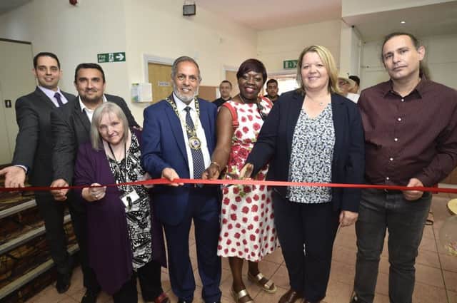 MP for Peterborough  Lisa Forbes with Mayor of Peterborough Coun. Gul Nawaz with guests at the opening of the new  COMPAS Orion hub at Fitzwilliam Street. EMN-190720-173656009