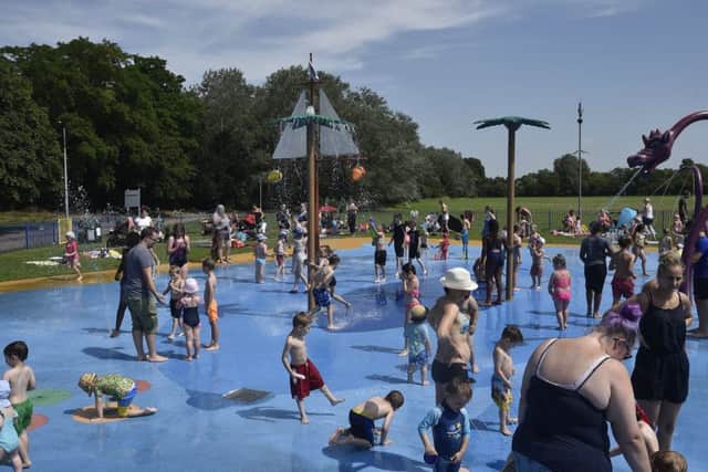 Families cooling off in the hot weather at Bretton Water Park EMN-190723-134733009