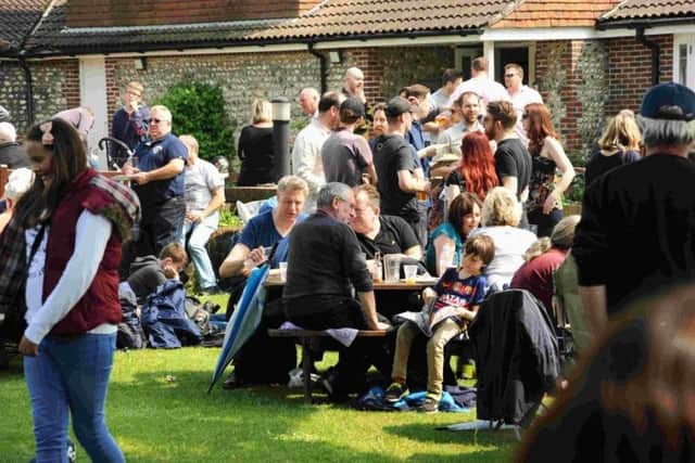 People enjoying a beer festival
