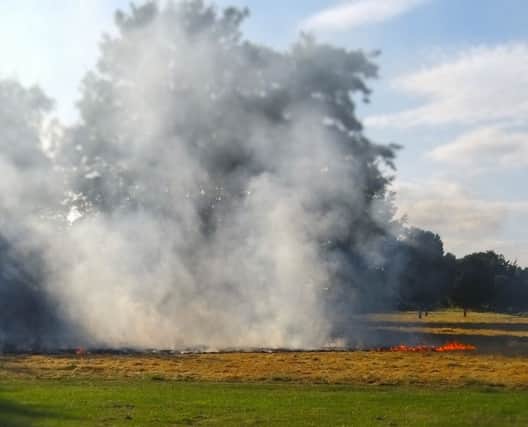 A fire at John Clare Recreation Ground