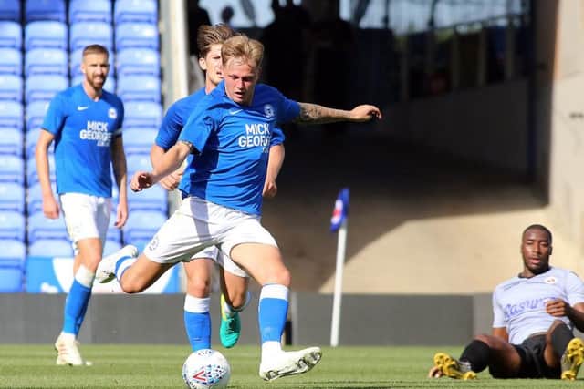 Frankie Kent in action for Posh at Reading.  Photo: Joe Dent/theposh.com.