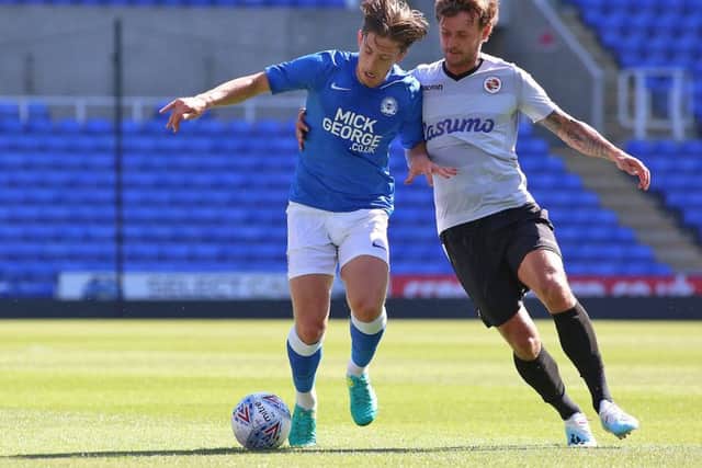Alex Woodyard in action for Posh at Reading. Photo: Joe Dent/theposh.com.