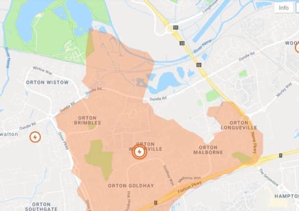 The area hit by the power cut. Pic: UK Power Networks