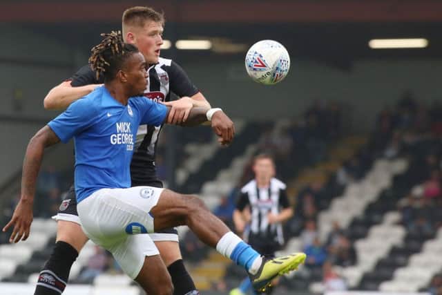 Ivan Toney in action for Posh at Grimsby. Photo: Joe Dent/theposh.com