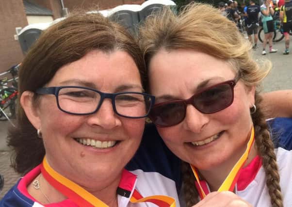 Jacqui Parker and Kay Starbuck-Chapman cycled 60 miles to raise money as tribute to Jacquis sister-in-law