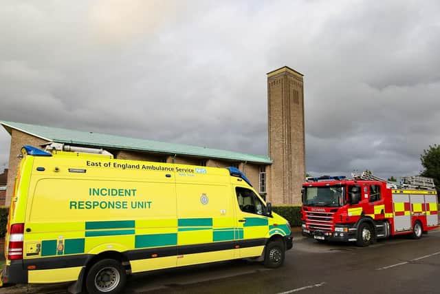 The emergency services at the scene. Photo: Terry Harris