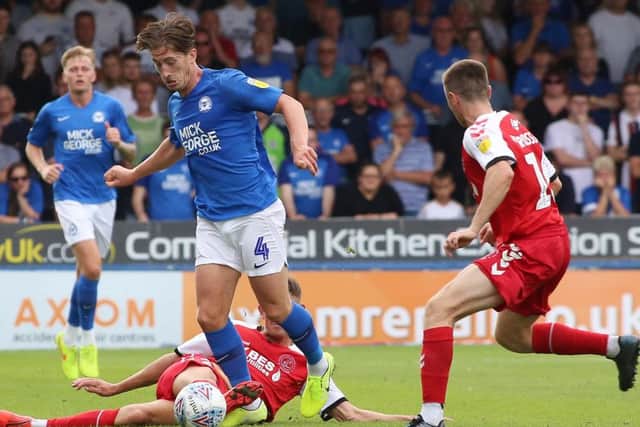 Alex Woodyard in action for Posh against Fleetwood. Photo: Joe Dent/theposh.com.