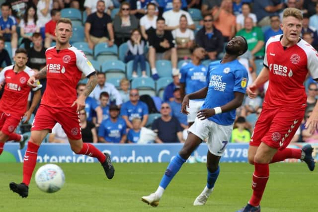 Mo Eisa is crestfallen after another Posh pass goes stray in the defeat by Fleetwood. Photo: Joe Dent/theposh.com.