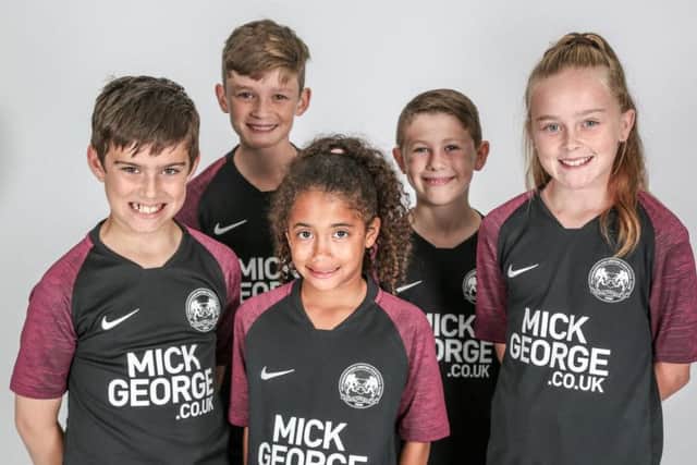 Young Posh fans modelling the new away shirt. Photo: Joe Dent/theposh.com.