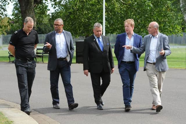 James Cleverley (second from left) with Jason Ablewhite, Paul Bristow and John Peach