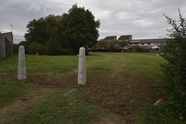 The bollards which were installed at Beckingham in Orton Goldhay after travellers left the park