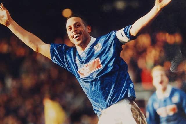Three minutes to go, Ebdon, great pass to Charlery, he races clear, he scores. Posh are promoted to the second tier of English football for the first time.