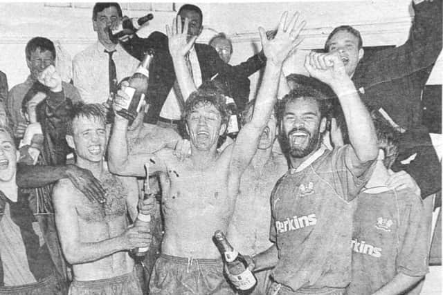 Posh come back from 2-0 down to draw 2-2 at Chesterfield on the final day of the Fourth Division season to seal promotion. Captain Mick Halsall said it was his greatest day in football.