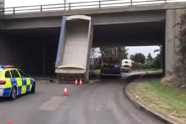 The lorry crash on the A14. Photo; BCH Road Policing Unit