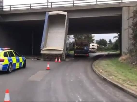 The lorry crash on the A14. Photo; BCH Road Policing Unit