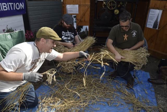 Whittlesey Festival 2019.   Whittlesey Straw Bear Society members  Graham Booth, Luke Crickwood and Adrian Bull. EMN-190909-082611009
