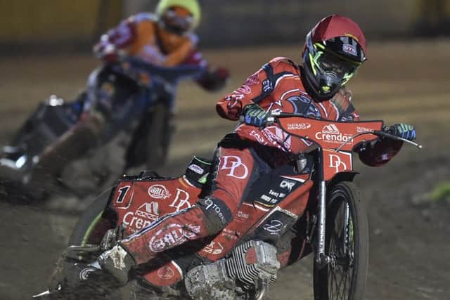 Charles Wright in action in heat six of Panthers v Swindon. Photo: David Lowndes.