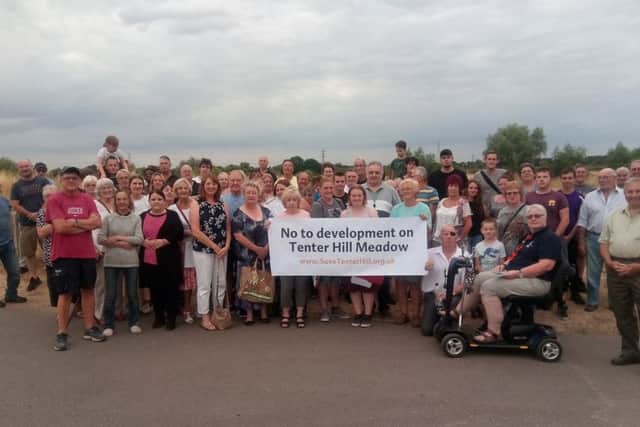 Residents protesting against the proposed development at Tenter Hill Meadow