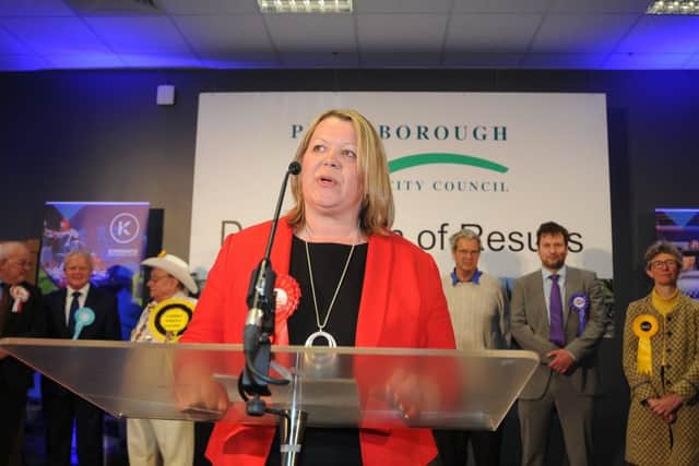 Lisa Forbes giving her victory speech at the count