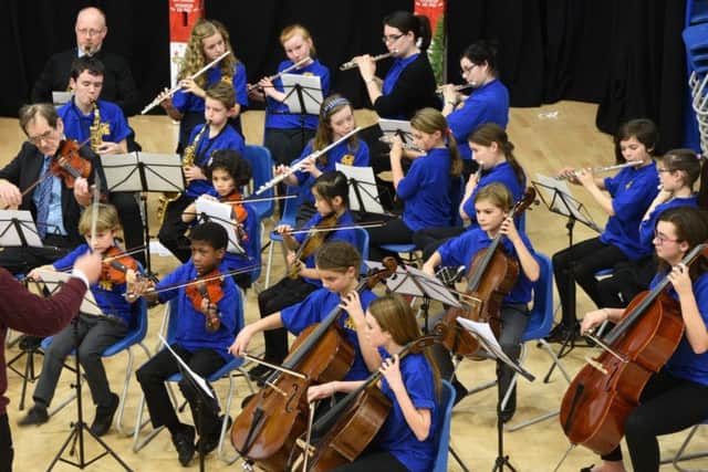 Members of the Peterborough Youth Ensemble playing at Ken Stimpson School, Werrington EMN-150312-223635009