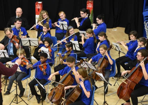 Members of the Peterborough Youth Ensemble playing at Ken Stimpson School, Werrington EMN-150312-223635009