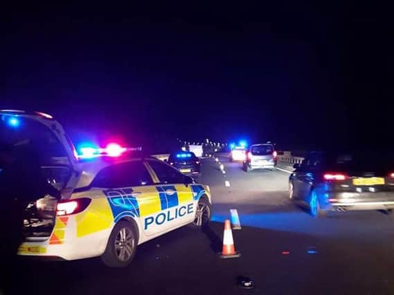 Police at the scene of the Frank Perkins Parkway collision. Photo: Cambridgeshire police