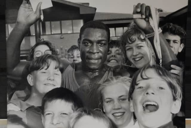Frank Bruno taking part in a fun run