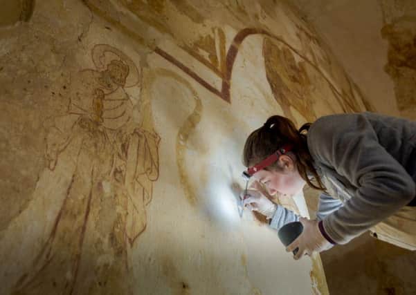 Conservation works taking place at Longthorpe Tower