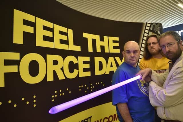 JJ Lucia- Wright,  Simon Howard and Robin Crabb publicising the Feel the Force day (next weekend)  at Queensgate. EMN-190928-181455009