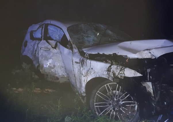 The aftermath of the car crash on the A1. Photo: Cambridgeshire police
