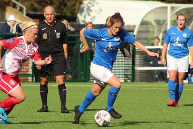 Action from the Women's FA Cup tie between Stevenage and Posh. Photo: Gary Reed.