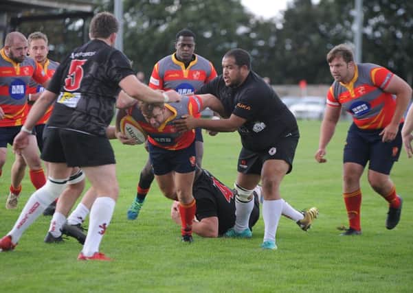 Rugby action from Borough (in possession) v Rugby Lions at Fengate. Photo: David Lowndes.