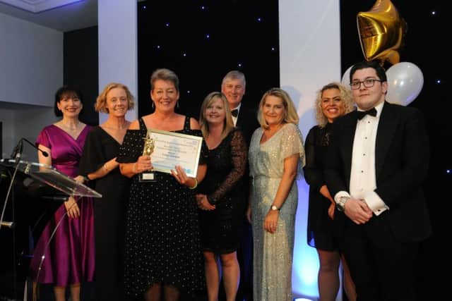 Lesley Edwards picks up her award