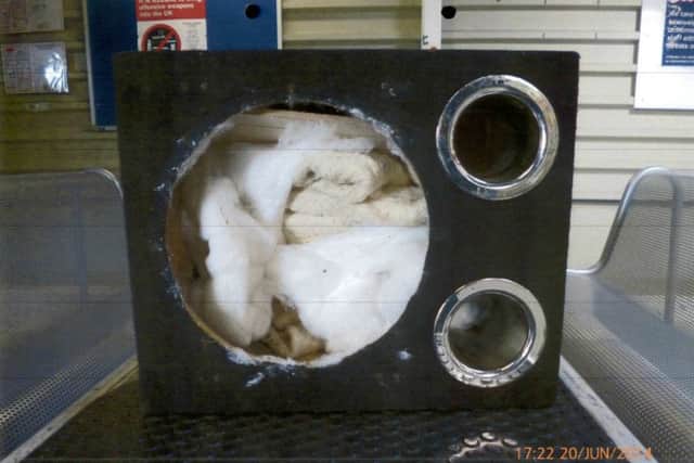Weapons were found in a speaker