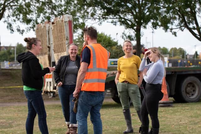 Volunteers from the Longhust Group work with Jimmy Doherty for his forthcoming Channel 4 series