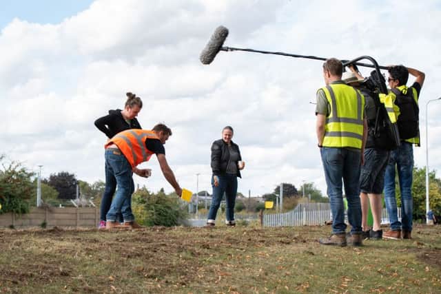 Volunteers from the Longhust Group work with Jimmy Doherty for his forthcoming Channel 4 series