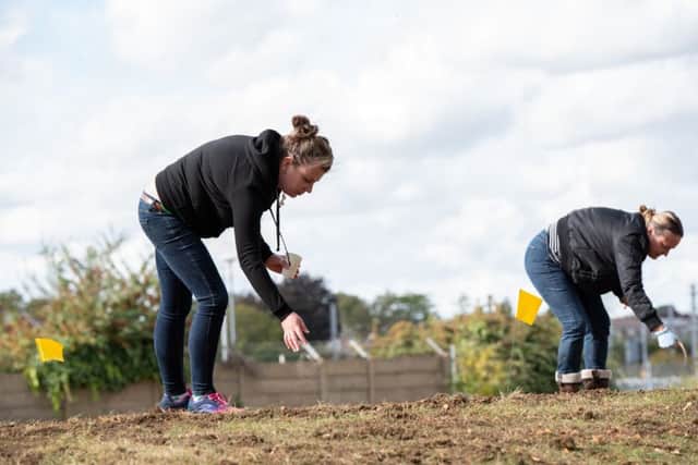 Volunteers from the Longhust Group work with Jimmy Doherty for his forthcoming Channel 4 series