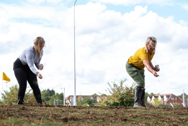 Volunteers from the Longhust Group work with Jimmy Doherty for his forthcoming Channel 4 series