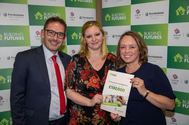 Nick Phillips, director in charge of Persimmon Homes East Midlands, with Rebecca Jackson and Michelle Lay of the Young People's Counselling Service