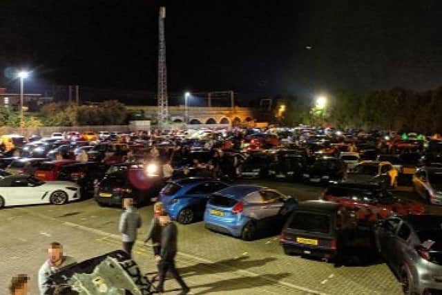 The car meet up at Pleasure Fair Meadow Car Park. Photo: Cambridgeshire police