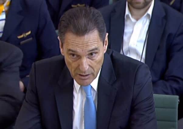 Former CEO of Thomas Cook Peter Fankhauser speaking to the House of Commons Business, Energy and Industrial Strategy Committee at Portcullis House in Westminster, during the inquiry into the collapse of the British travel operator. Picture: House of Commons/PA Wire