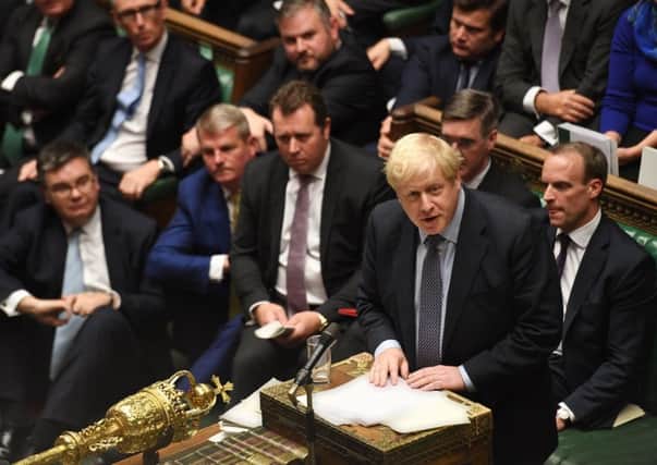 Prime Minister Boris Johnson delivering a statement in the House of Commons to update it on his new Brexit deal. Photo: UK Parliament/Jessica Taylor/PA Wire