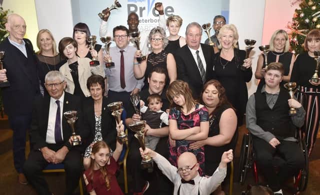Peterborough Telegraph Pride in Peterborough Awards 2018.  Winners group. EMN-181112-003702009