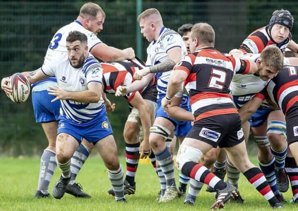 Peterborough Lions try scorer Jack Lewis has the ball in the defeat by Nuneaton. Photo: Mick Sutterby.