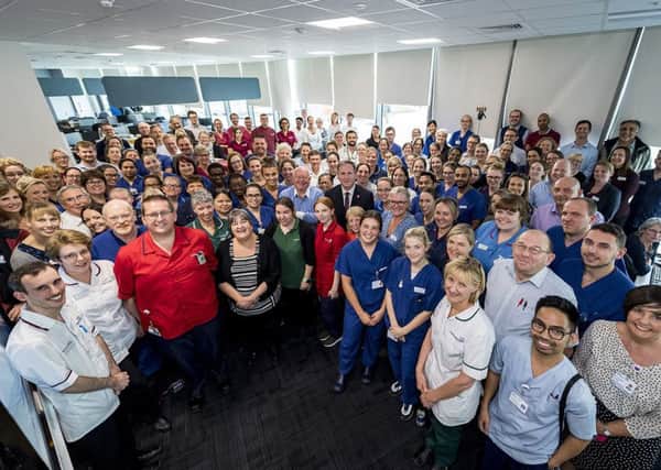 Staff at Royal Papworth Hospital celebrate their 'outstanding' status. Picture: Keith Heppell